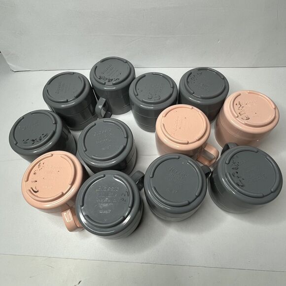 Lot 12 Vintage Classic Dinex #1197  Gray Pink Insulated Mugs - Picture 8 of 8